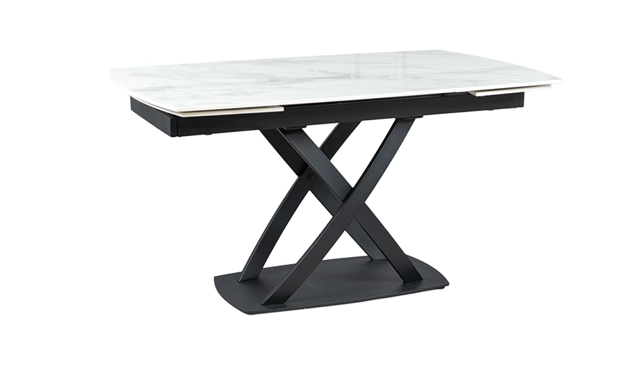 Стіл Піано обідній розкладний 1400/2000х900х750 білий глянець ноги чорні