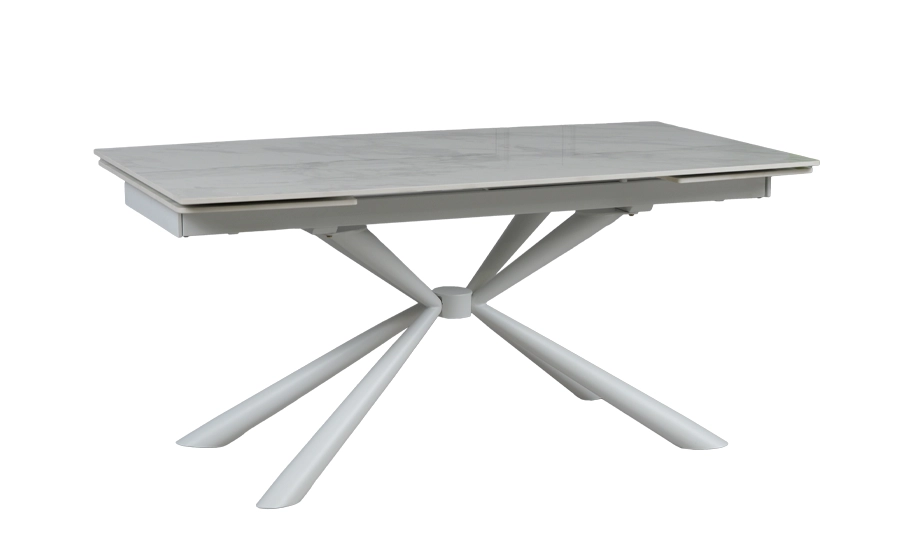 Стіл Рим обідній розкладний білий глянець 1600/2400x900x750 ноги білі