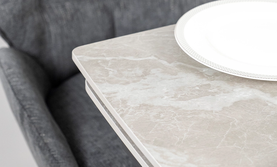 Стіл Саймон обідній розкладний 1200/1800×800×750 сірий мат чорні ноги - 2