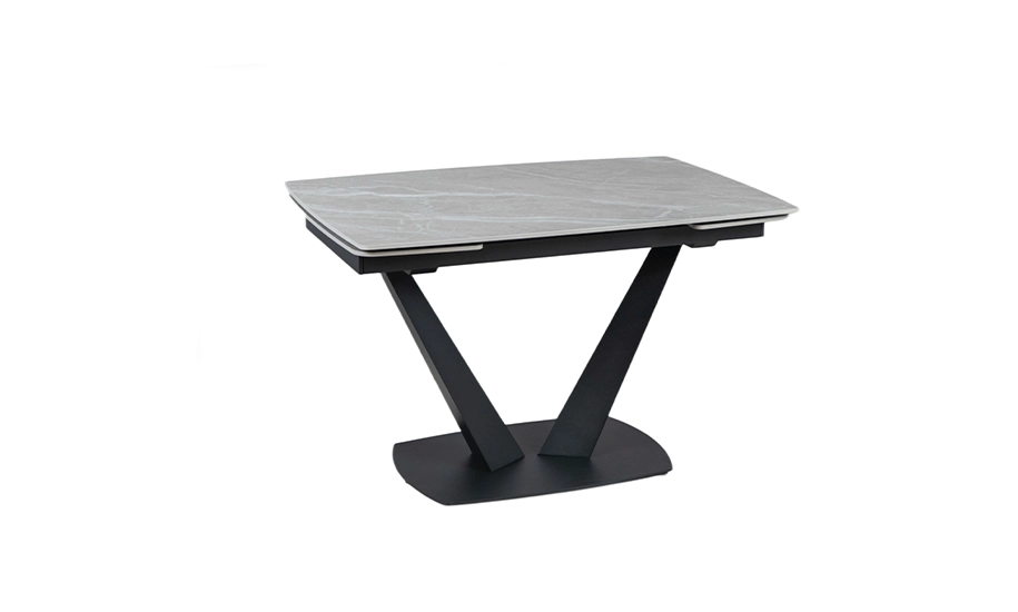 Стіл Саймон обідній розкладний 1200/1800×800×750 сірий мат чорні ноги