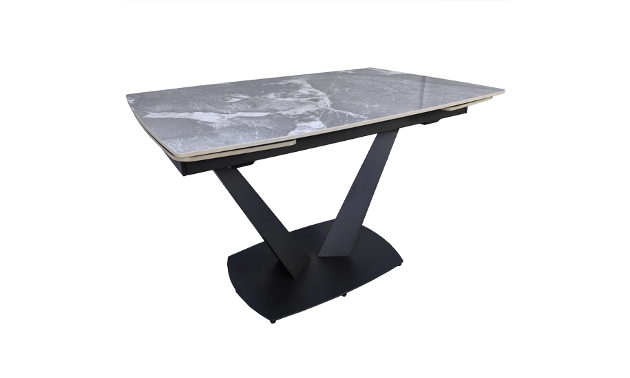 Стіл САЙМОН сірий глянець 1200/1800×800×750 чорні ноги