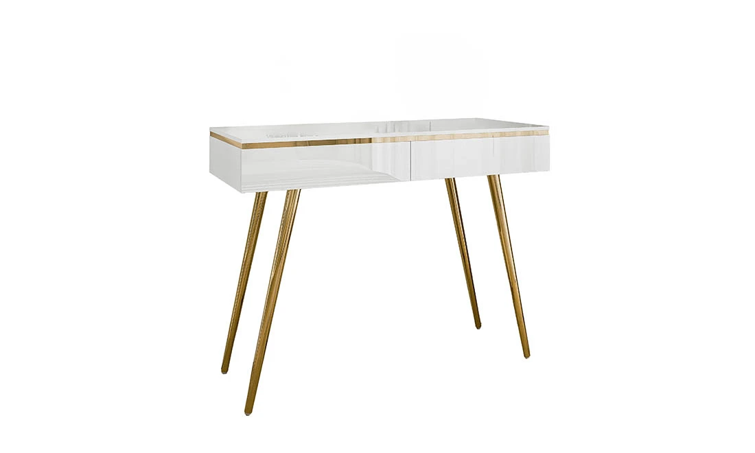 Стіл туалетний Моніка 2Ш білий глянець/золото