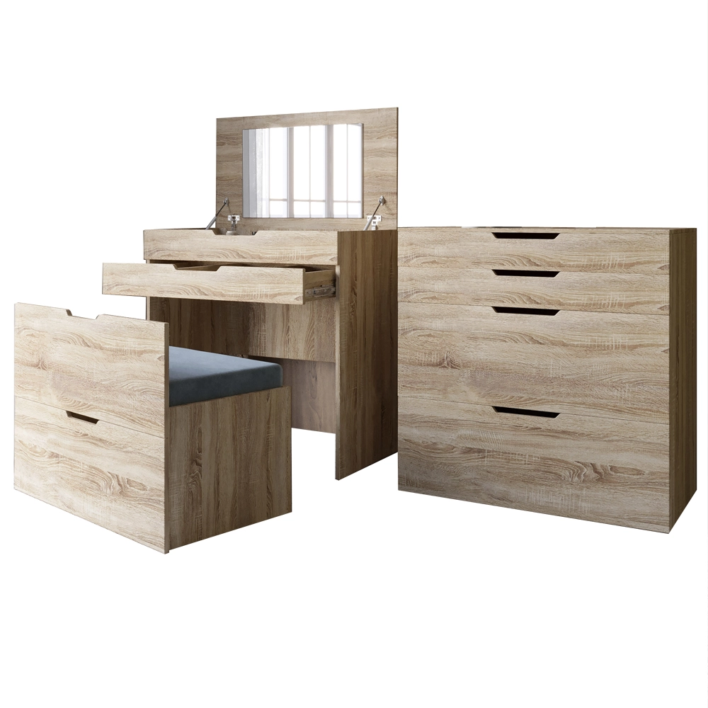 Комод-трюмо із дзеркалом, нішею під сидінням та шухлядою LION Азія Дуб Сонома Трюфель (LION-041671) - 2