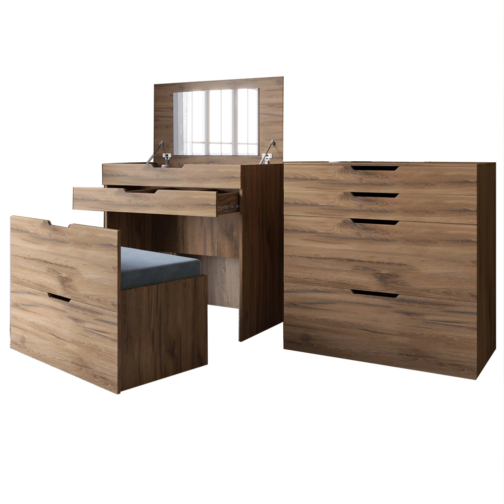 Комод-трюмо із дзеркалом, нішею під сидінням та шухлядою LION Азія Дуб Ліворно (LION-041669) - 2