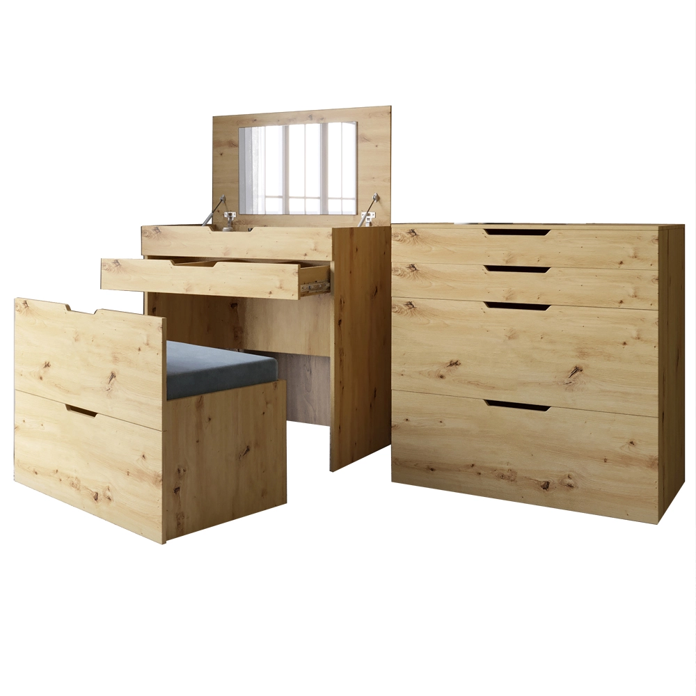 Комод-трюмо із дзеркалом, нішею під сидінням та шухлядою LION Азія Дуб Артизан (LION-041668) - 2