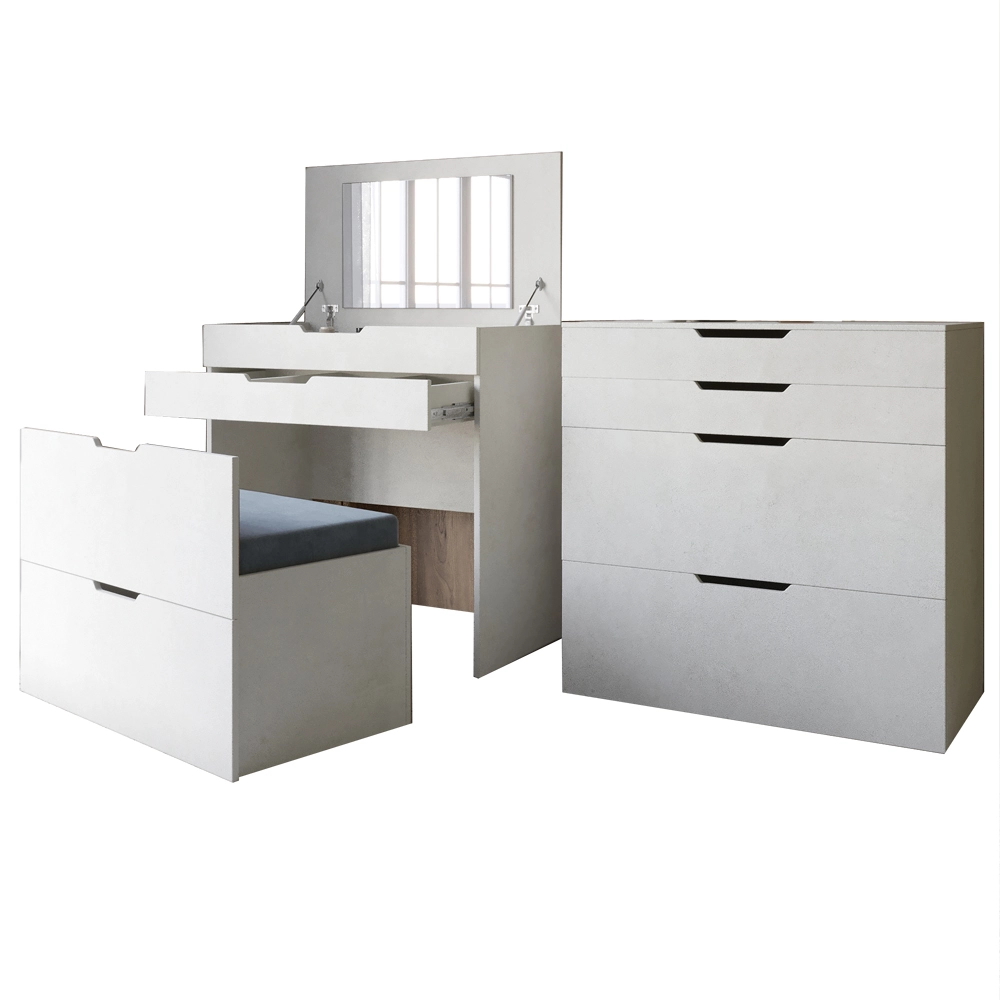 Комод-трюмо із дзеркалом, нішею під сидінням та шухлядою LION Азія Бетон style (LION-041664) - 2