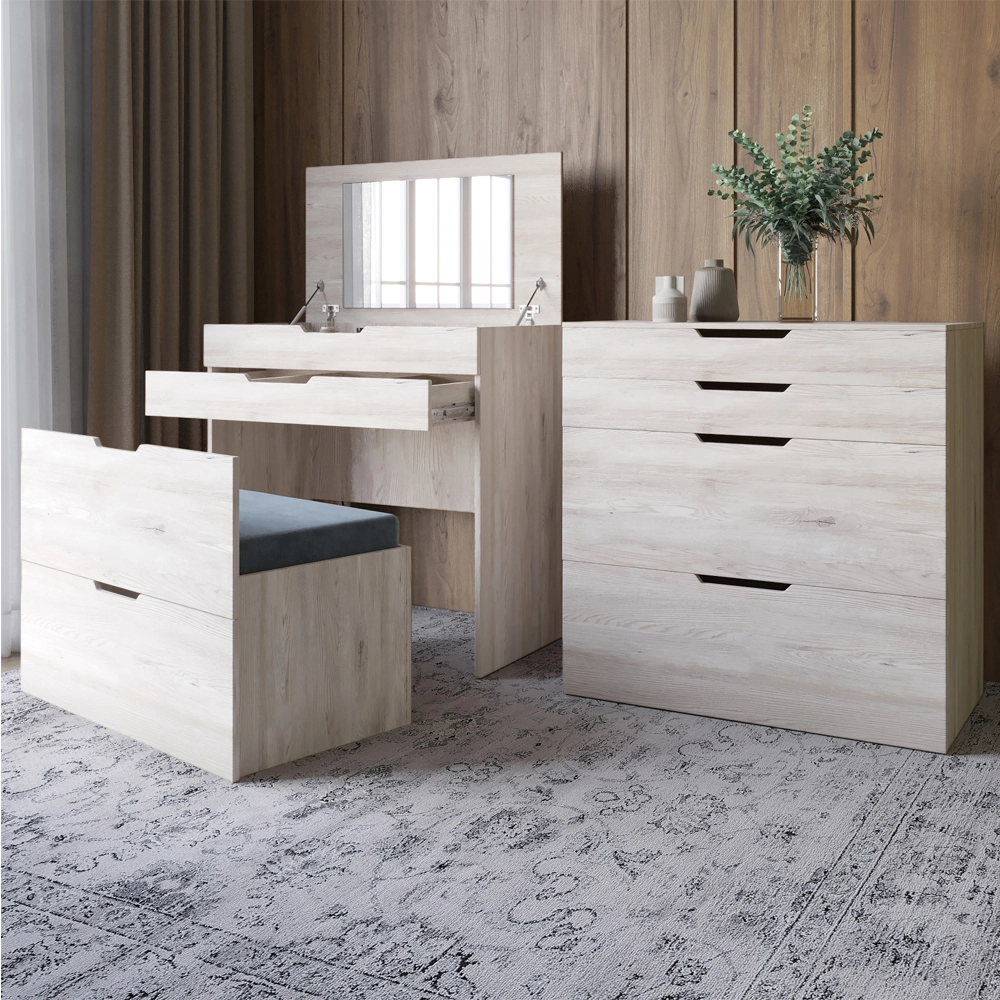 Комод-трюмо із дзеркалом, нішею під сидінням та шухлядою LION Азія Самоа Димчастий (LION-041675)