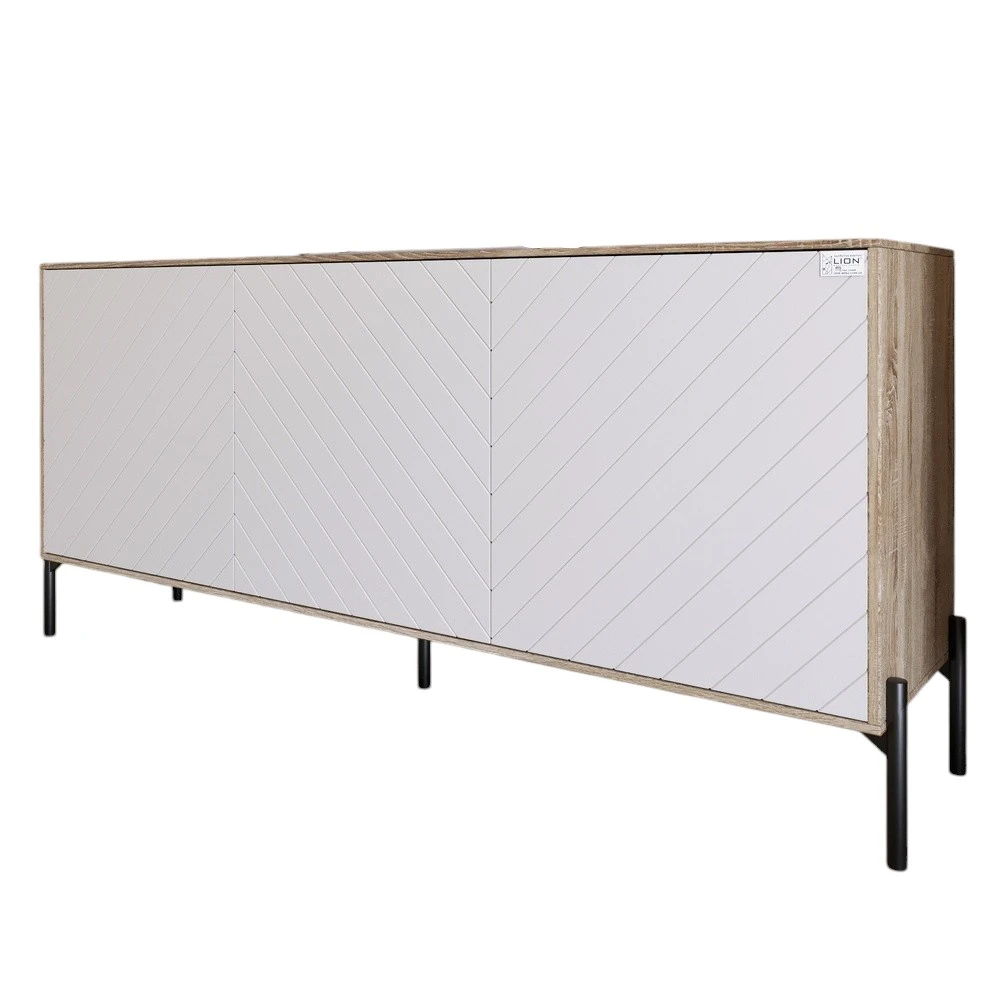 Тумба під телевізор із чорними металевими ніжками LION Амарант 168x40x76,5 см Дуб сонома трюфель/Біл - 2