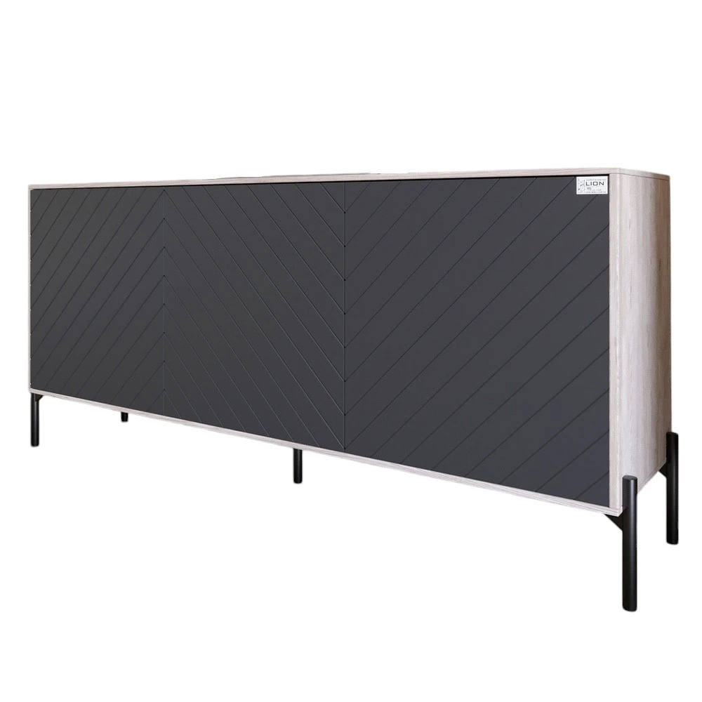 Тумба під телевізор із чорними металевими ніжками LION Амарант 168x40x76,5 см Самоа Димчастий/Графіт - 2