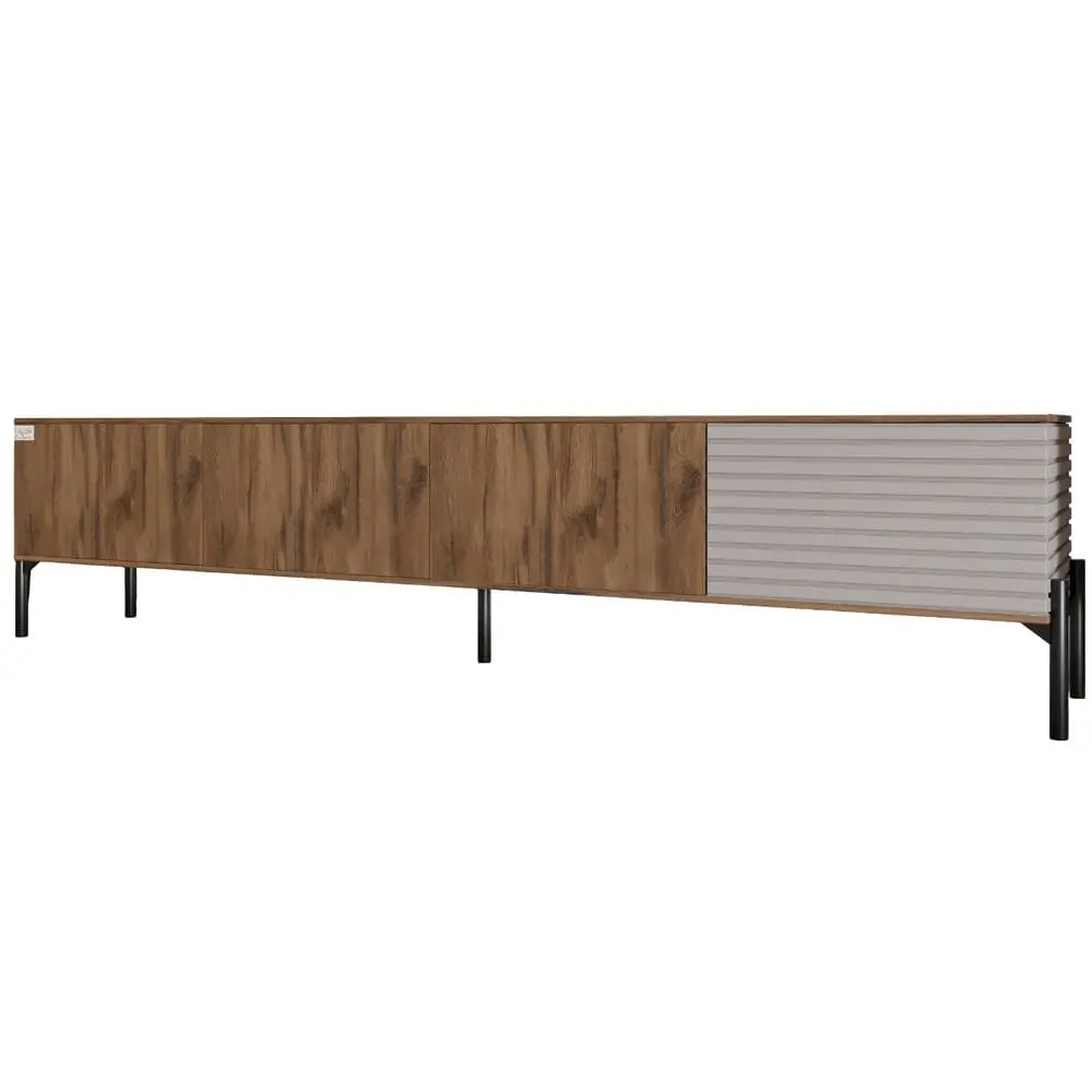 Тумба під телевізор на чорних металевих ніжках LION Грей Дуб Ліворно/Кашемір (LION-042582) - 2