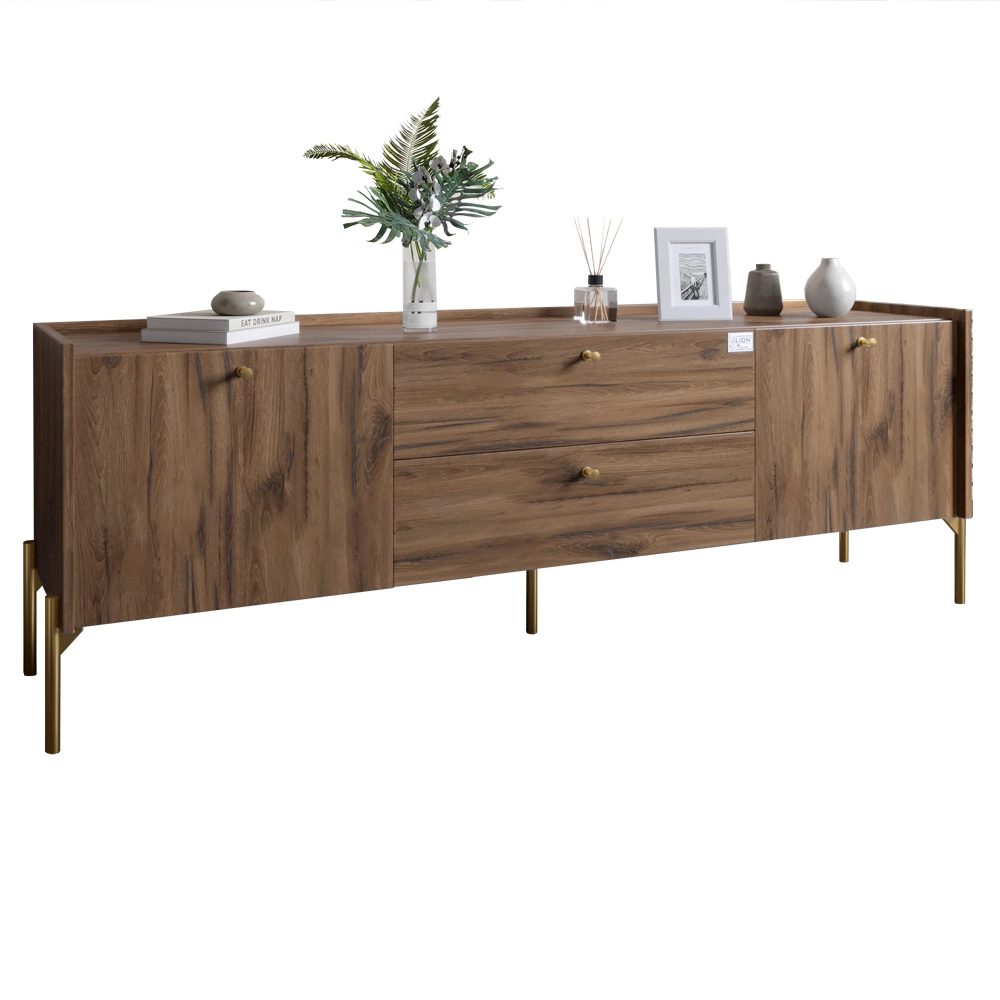 Тумба під телевізор з шухлядами LION Wood з золотими ніжками 180х50х40 см Дуб Ліворно (LION-043114) - 2