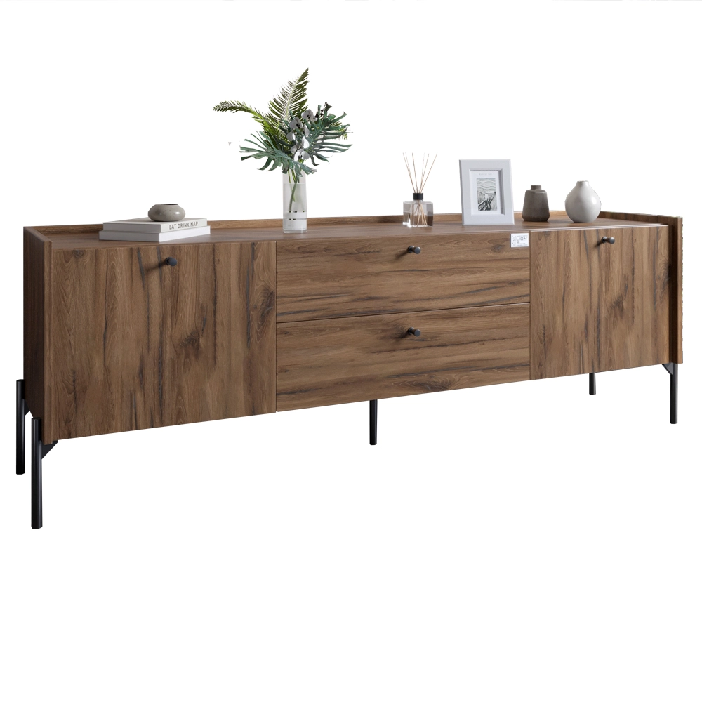 Тумба під телевізор з шухлядами LION Wood з чорними ніжками 180х50х40 см Дуб Ліворно (LION-043128) - 2
