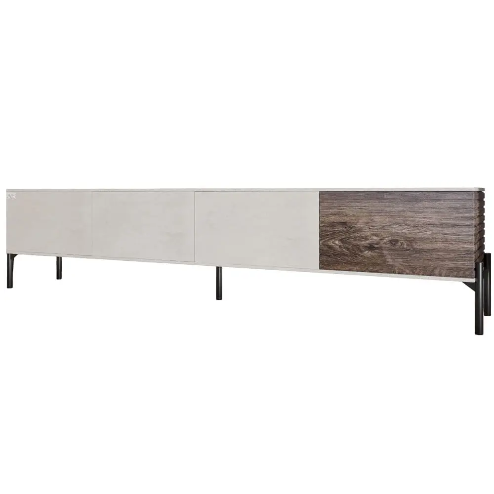 Тумба під телевізор на чорних металевих ніжках LION Грей Бетон Style/Дерево (LION-042518) - 2