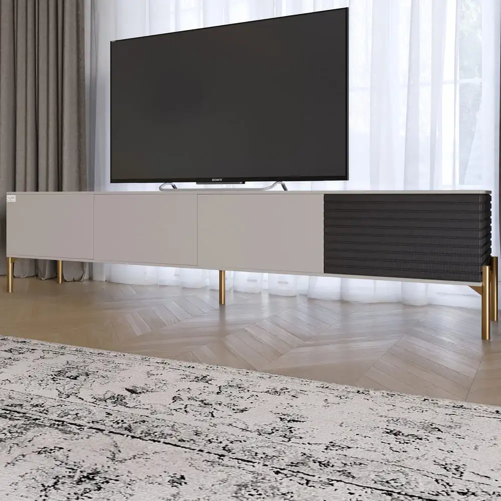 Тумба під телевізор на золотих металевих ніжках LION Грей Кашемір/Асфальт (LION-042496)