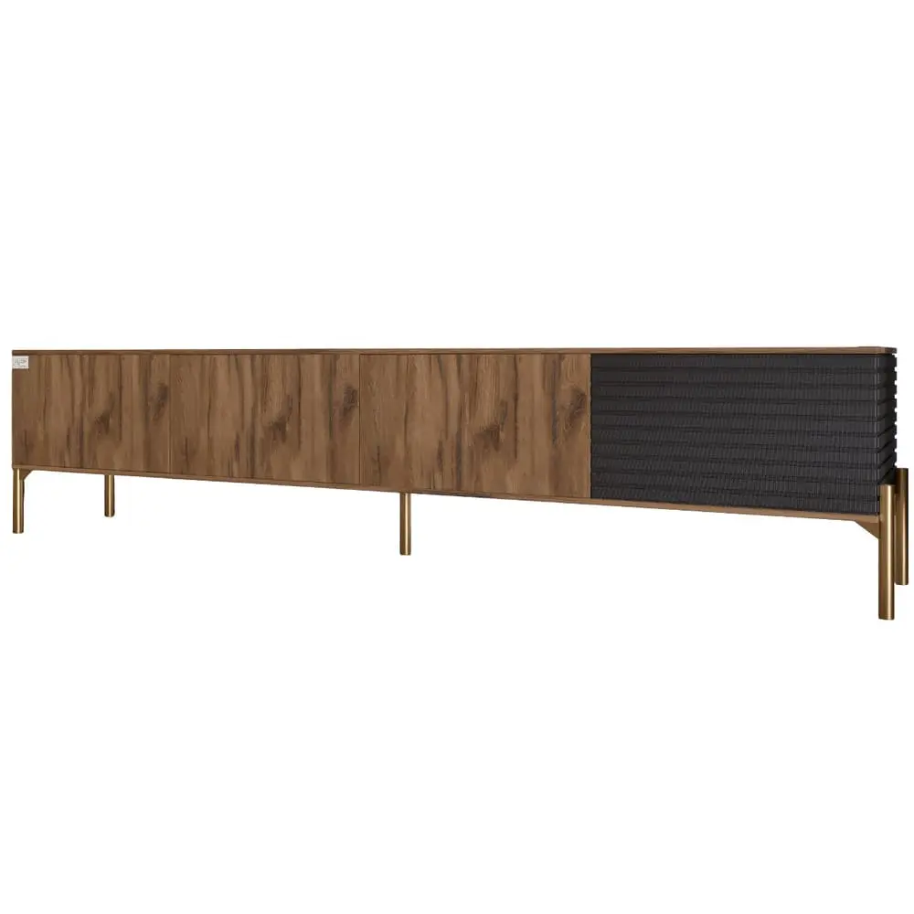 Тумба під телевізор на золотих металевих ніжках LION Грей Дуб Ліворно/Асфальт (LION-042493) - 2