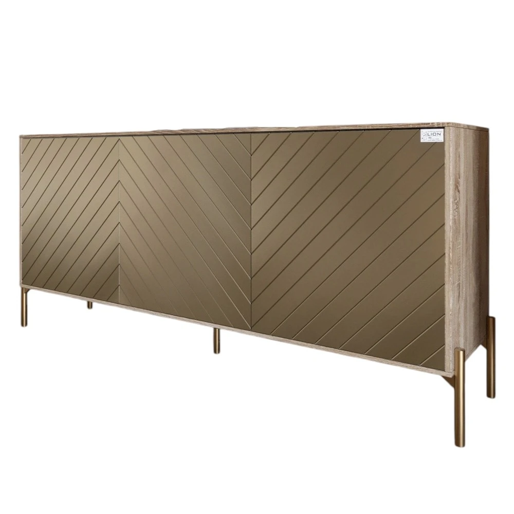 Тумба під телевізор із золотими металевими ніжками LION Амарант 168x40x76,5 см Дуб сонома трюфель/Пе - 2