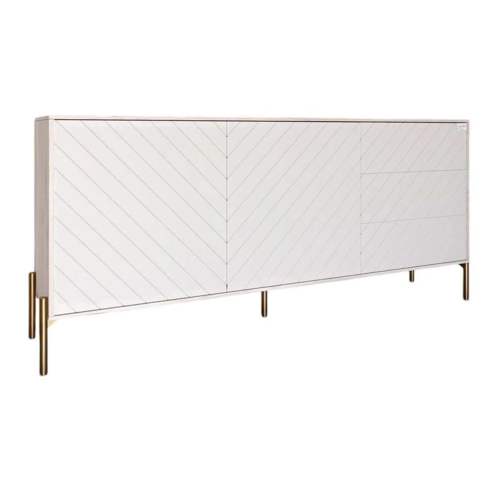 Тумба під телевізор із золотими металевими ніжками LION Амарант 168x40x76,5 см Самоа Димчастий/Білий - 2