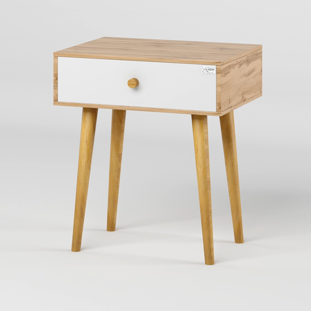 Тумба приліжкова LION Хьюге-4 Дуб Аппалачі/Німфея Альба (білий) (LION-041019) - 2