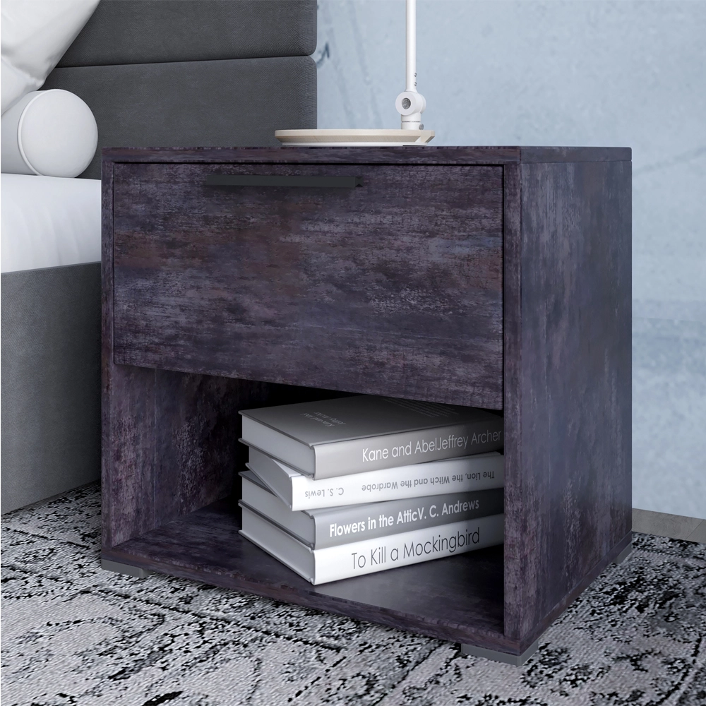 Тумба приліжкова LION Краш з висувною шухлядою Бетон темний (LION-044140)