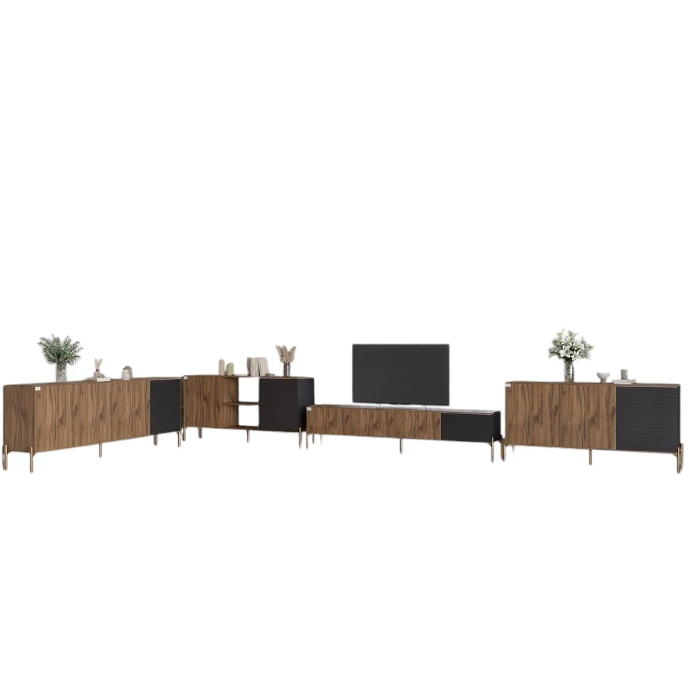 Комплект модульний для вітальні LION Грей 4 елементи з золотими металевими ніжками Дуб Ліворно/Асфал - 2