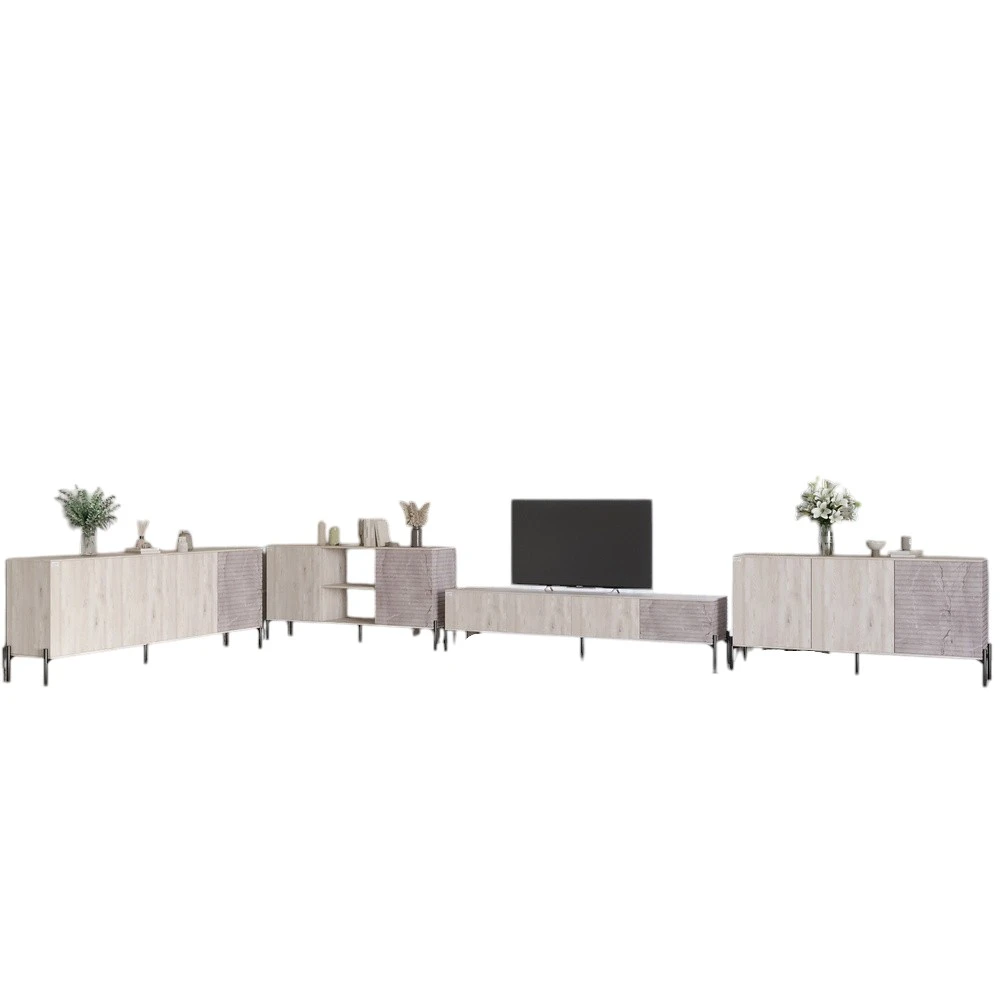 Комплект модульний для вітальні LION Грей 4 елементи з чорними металевими ніжками Самоа Димчастий/Ка - 2