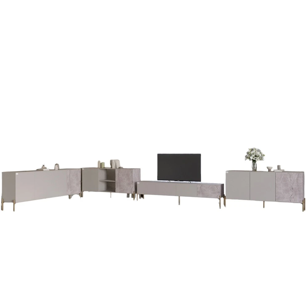 Комплект модульний для вітальні LION Грей 4 елементи з золотими металевими ніжками Кашемір/Камінь (L - 2