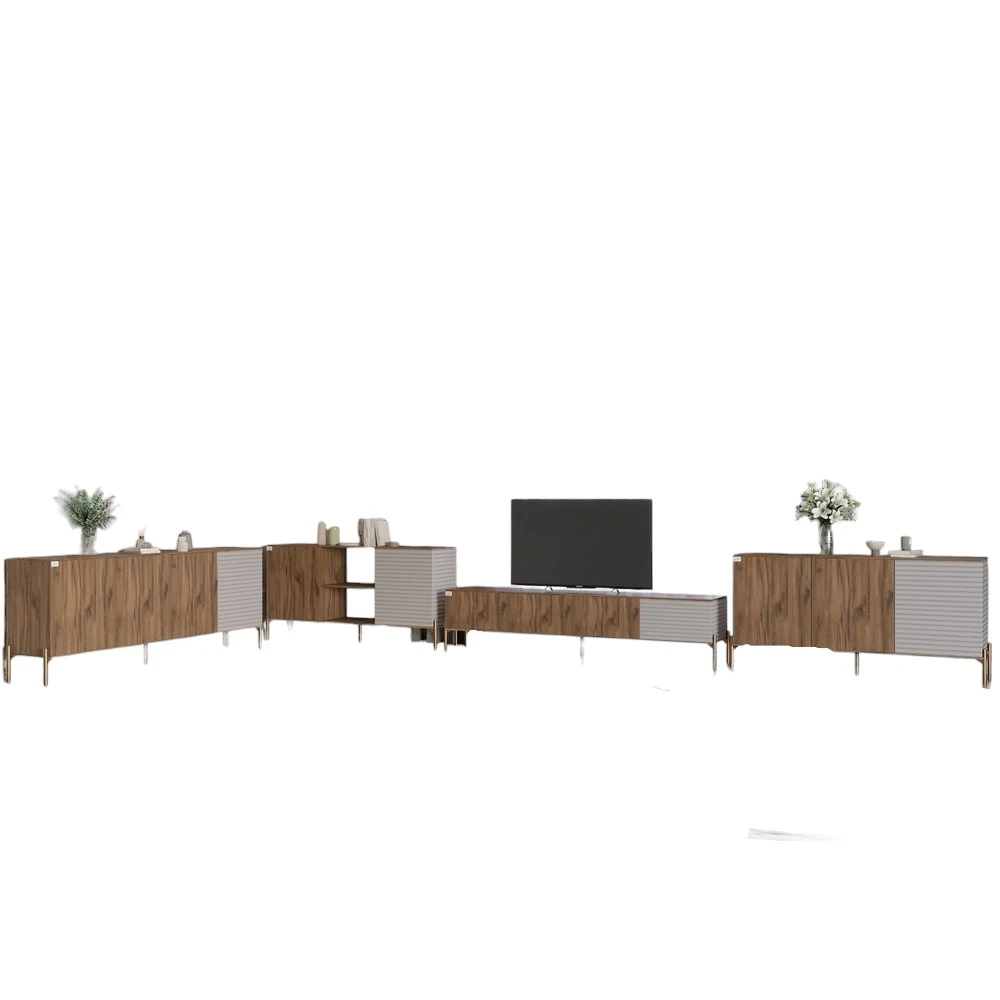 Комплект модульний для вітальні LION Грей 4 елементи з золотими металевими ніжками Дуб Ліворно/Кашем - 2