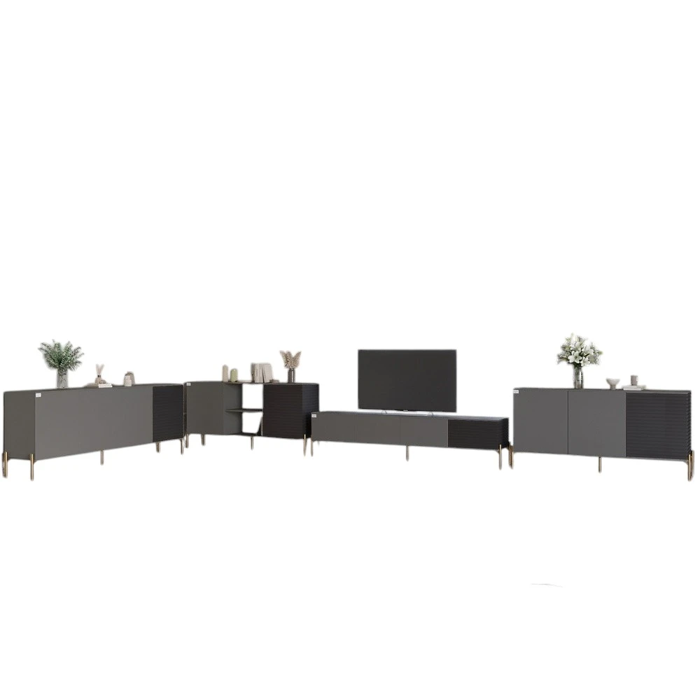 Комплект модульний для вітальні LION Грей 4 елементи з золотими металевими ніжками Антрацит/Асфальт - 2