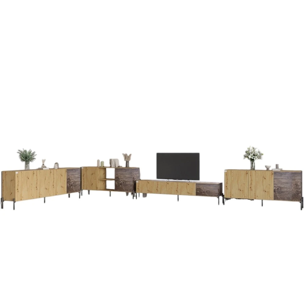 Комплект модульний для вітальні LION Грей 4 елементи з чорними металевими ніжками Дуб Артизан/Дерево - 2