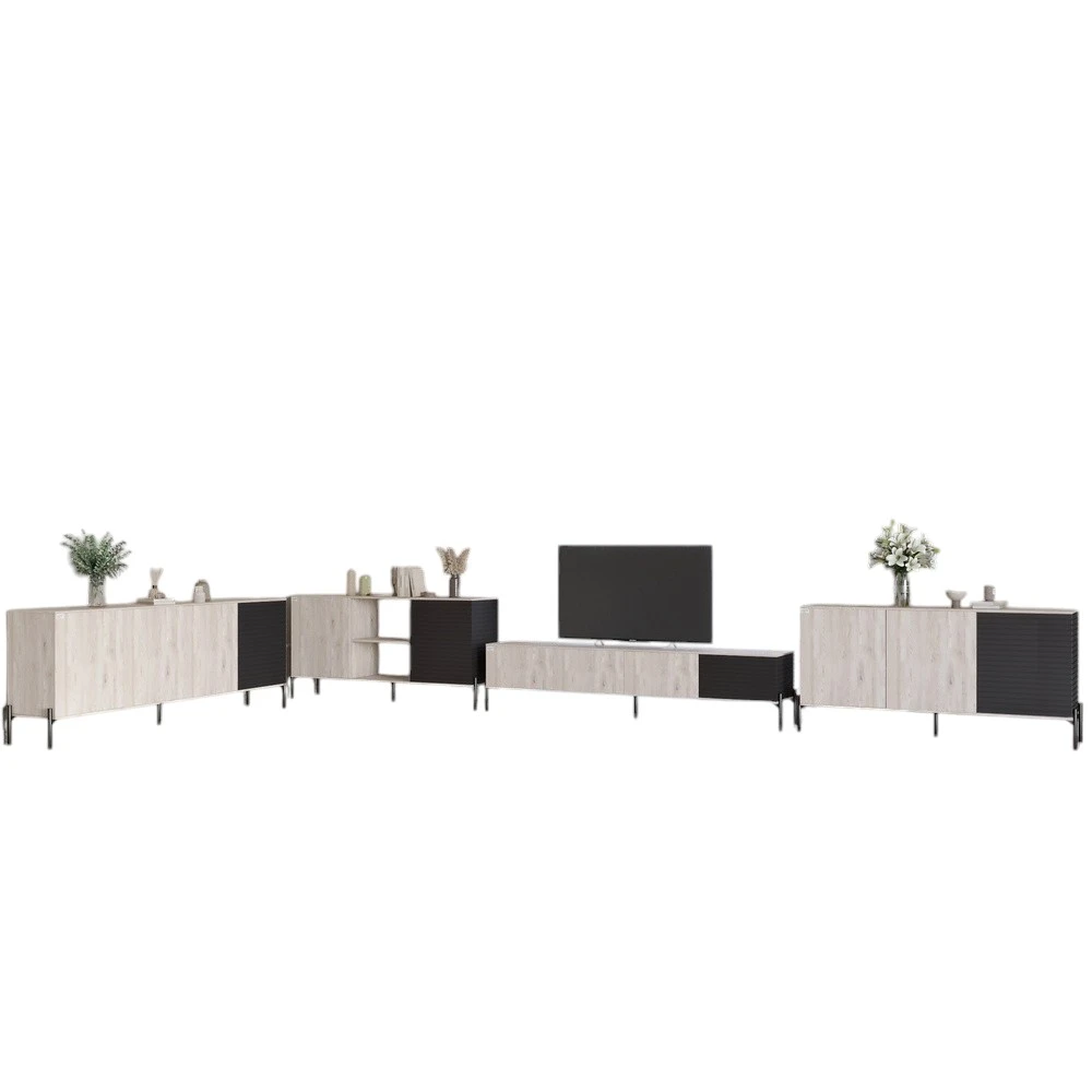 Комплект модульний для вітальні LION Грей 4 елементи з чорними металевими ніжками Самоа Димчастий/Ас - 2