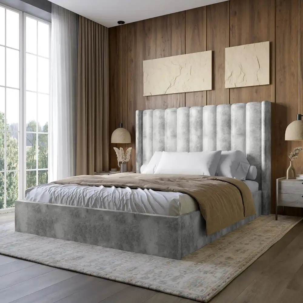 Двоспальне ліжко LION Ніно 180x200 см SILK 101 Бежевий (LION-041409)