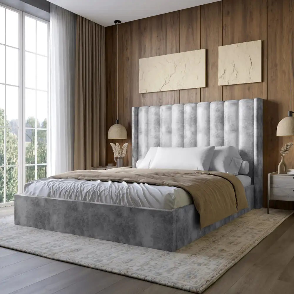 Двоспальне ліжко з підйомним механізмом LION Ніно 160x200 см SILK 303 Сірий (LION-045060)