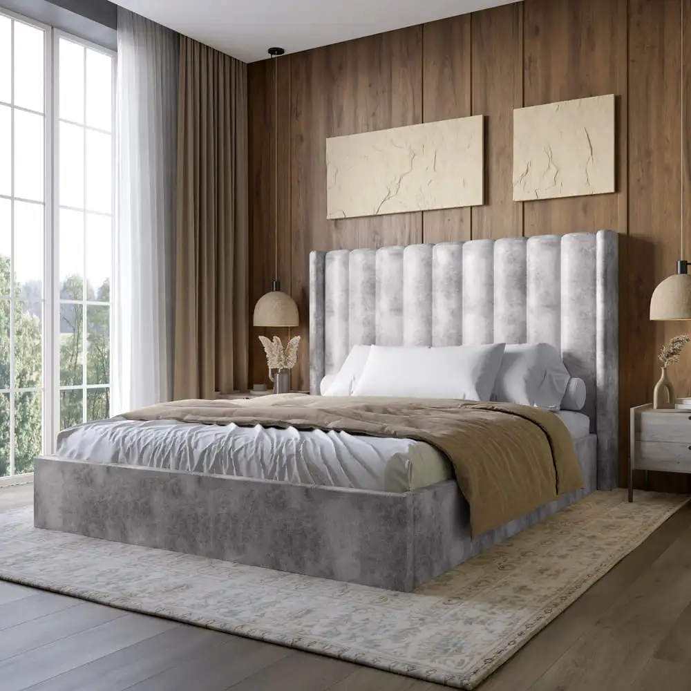 Двоспальне ліжко з підйомним механізмом LION Ніно 180x200 см SILK 302 Мраморний (LION-045029)