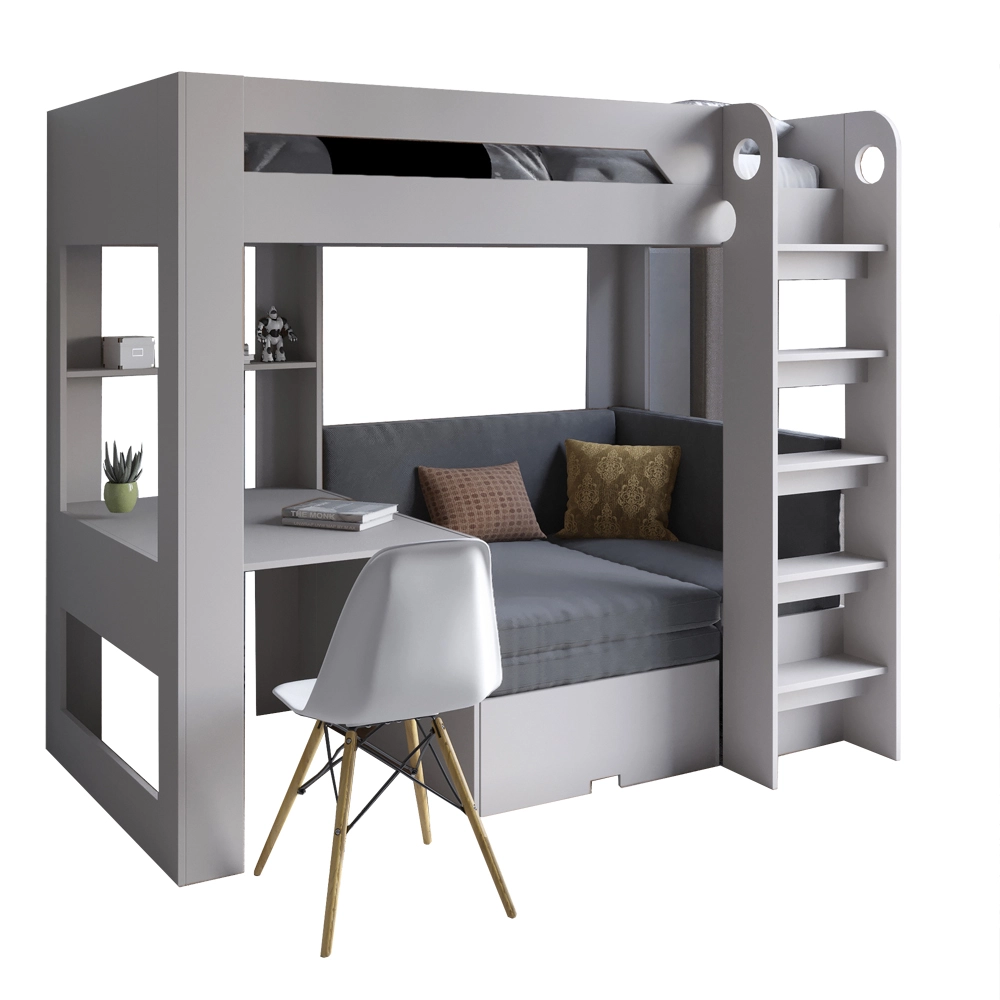 Дитяче двоярусне ліжко LION Флай 90х190 см з вбудованим столом Кашемір/Лілі-95 (LION-041642) - 2