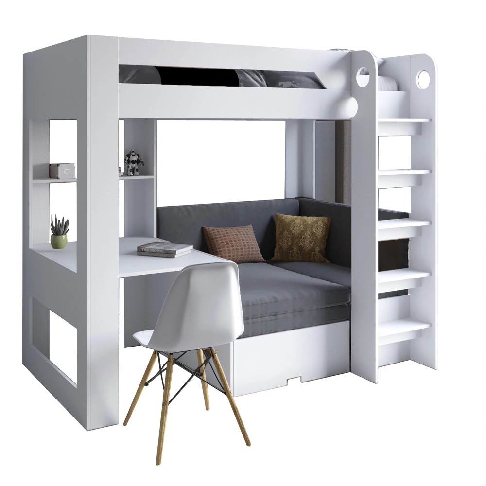 Дитяче двоярусне ліжко LION Флай 90х190 см з вбудованим столом Німфея Альба (білий) (LION-041643) ТО - 2