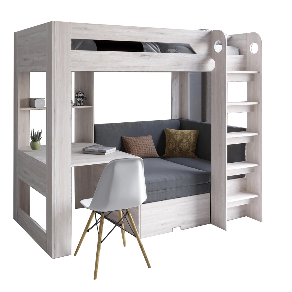 Дитяче двоярусне ліжко LION Флай 90х190 см з вбудованим столом Самоа димчастий/Лілі-95 (LION-041645) - 2