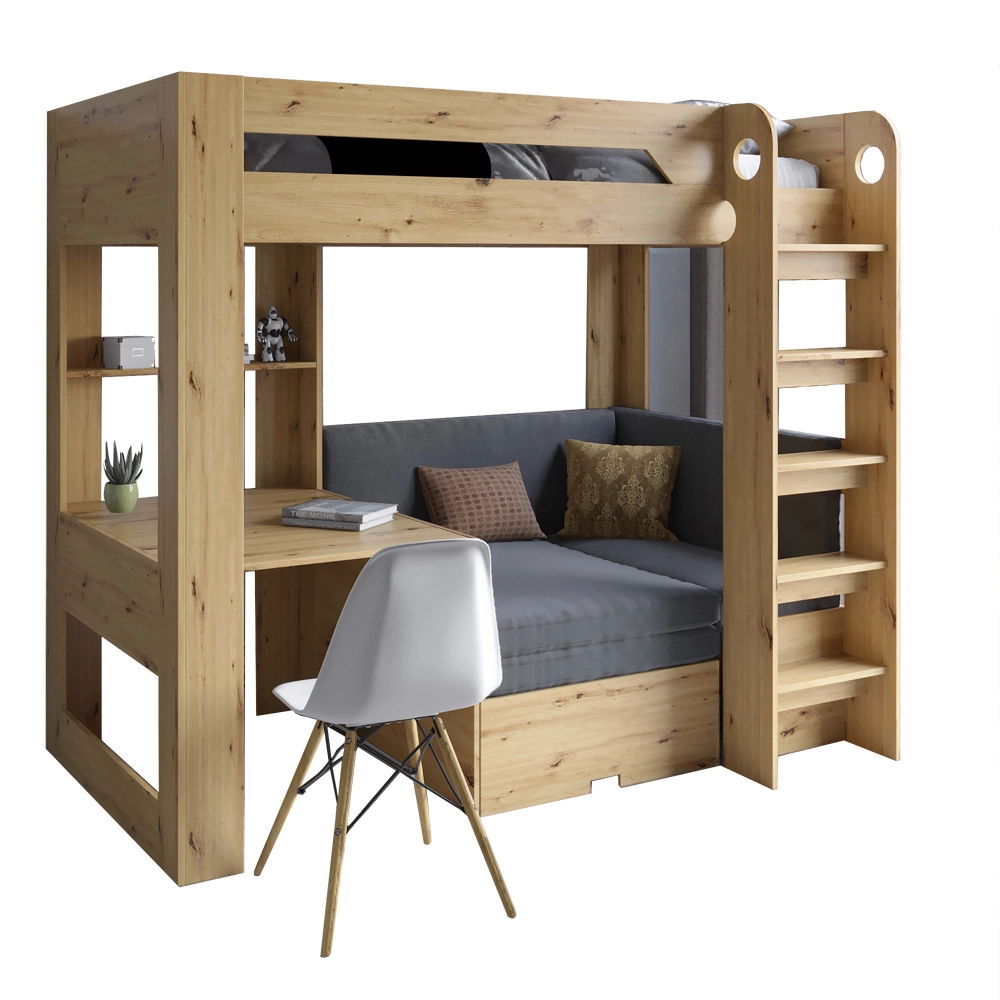 Дитяче двоярусне ліжко LION Флай 90х190 см з вбудованим столом Дуб Артизан/Лілі-95 (LION-041638) - 2