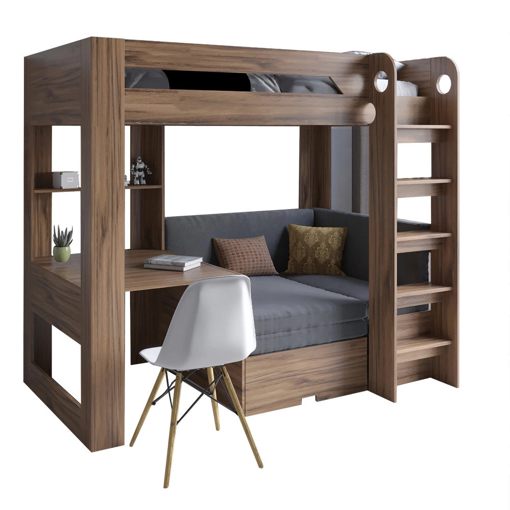 Дитяче двоярусне ліжко LION Флай 90х190 см з вбудованим столом Дуб Ліворно/Лілі-95 (LION-041639) - 2