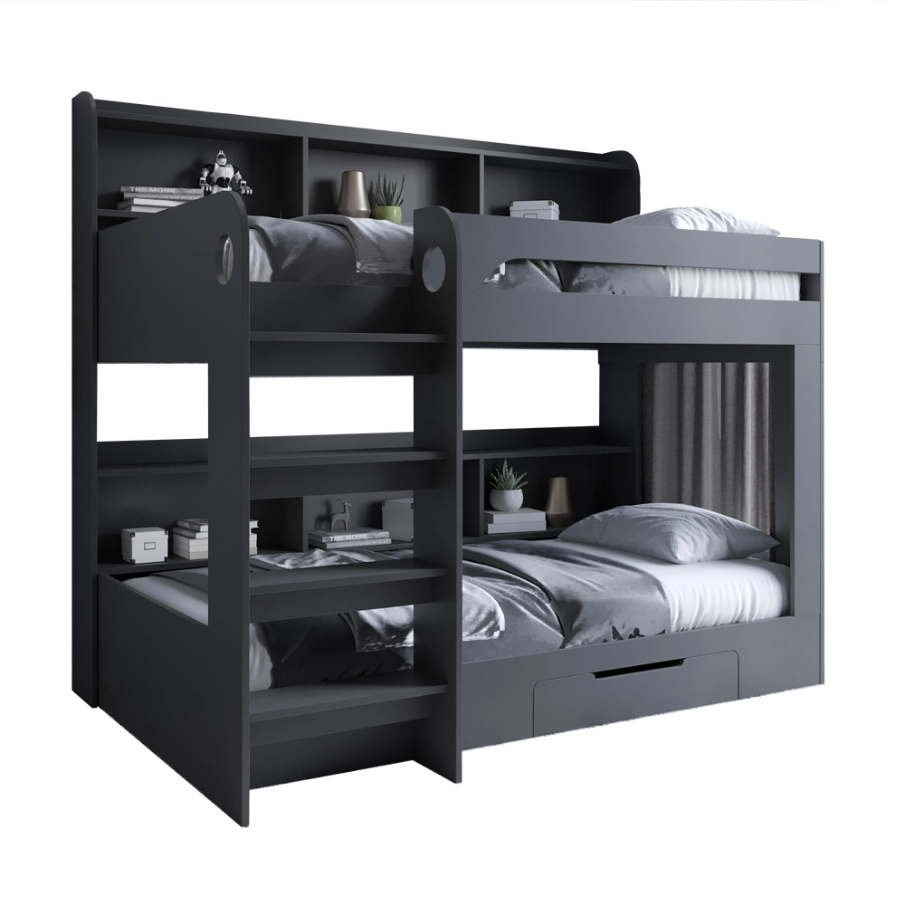 Дитяче двоярусне ліжко LION Майнкрафт 90х190 см з шухлядою Антрацит (LION-041530) ТОП - 2