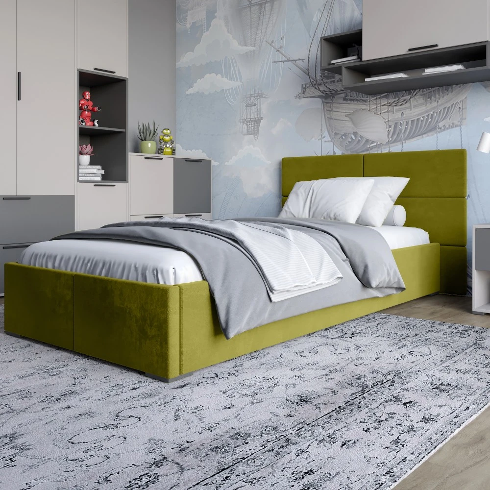 Полуторне ліжко LION Краш Лілі 35 велюр (Зелений) 120х200 см (LION-044168)