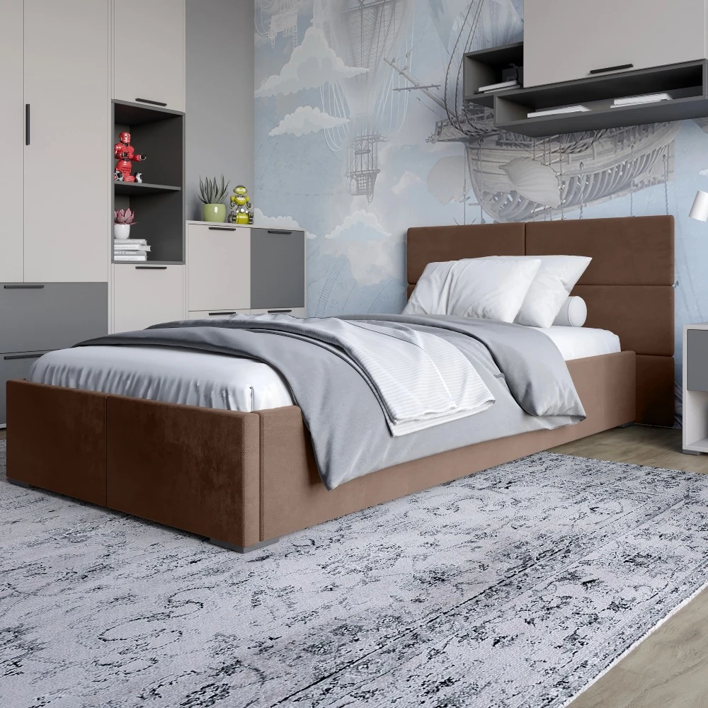 Полуторне ліжко LION Краш Лілі 12 велюр (Коричневий) 120х200 см (LION-044167)