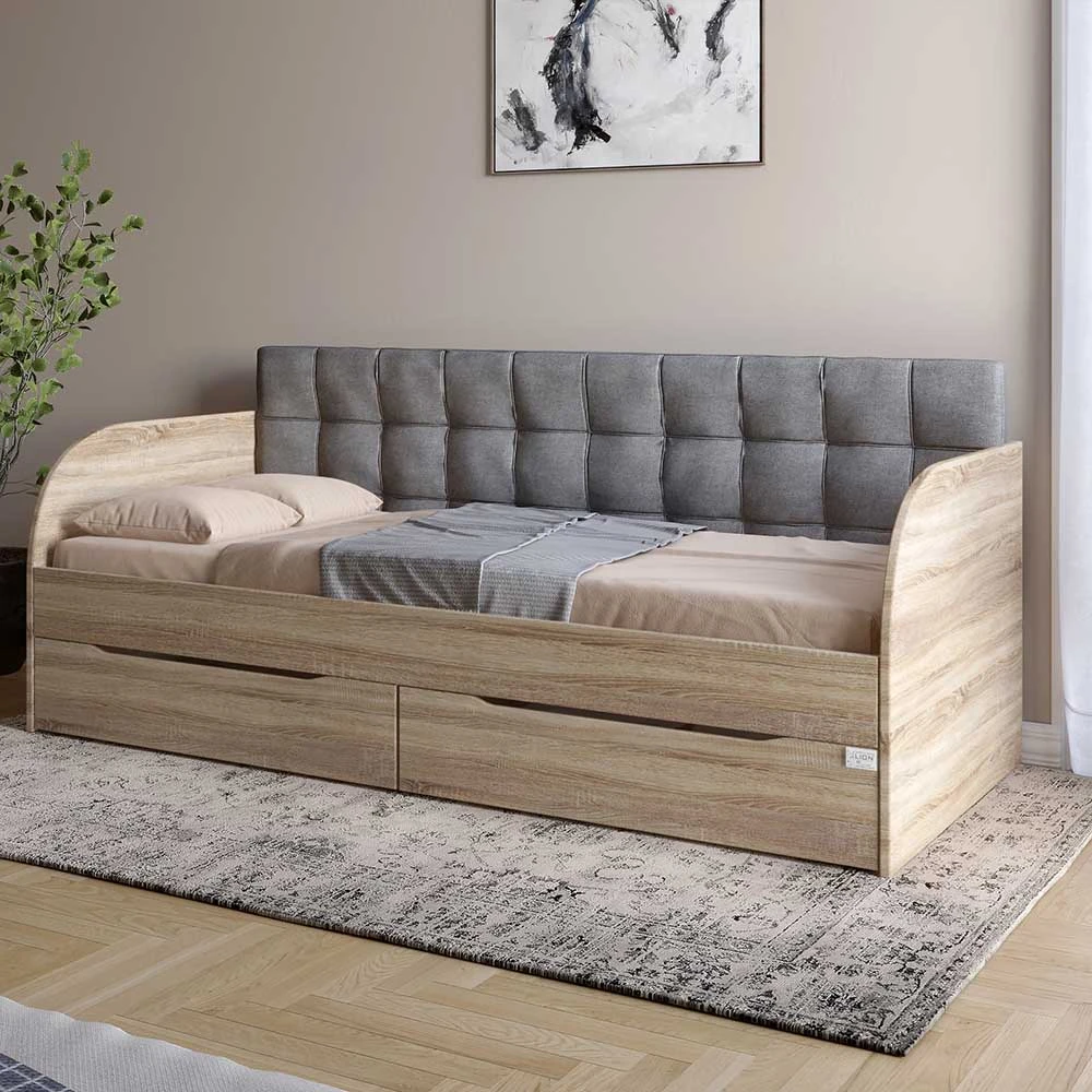 Дитяче полуторне ліжко LION Л-7 з шухлядами та ламелями Лілі-95 120x200 см Дуб сонома трюфель (LION-