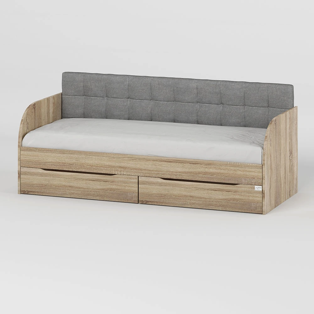 Дитяче полуторне ліжко LION Л-7 з шухлядами та ламелями Лілі-95 120x200 см Дуб сонома трюфель (LION- - 2