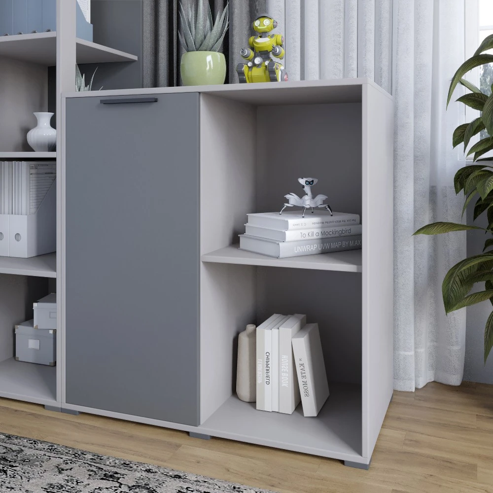 Тумба однодверна LION Краш 82x43x86 см Кашемір/Антрацит (LION-044116)