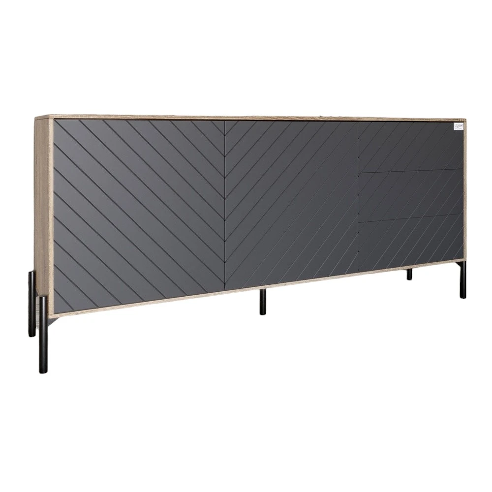 Комод з чорними металевими ніжками LION Амарант 168x40x76,5 см Дуб сонома трюфель/Графітовий (LION-0 - 2