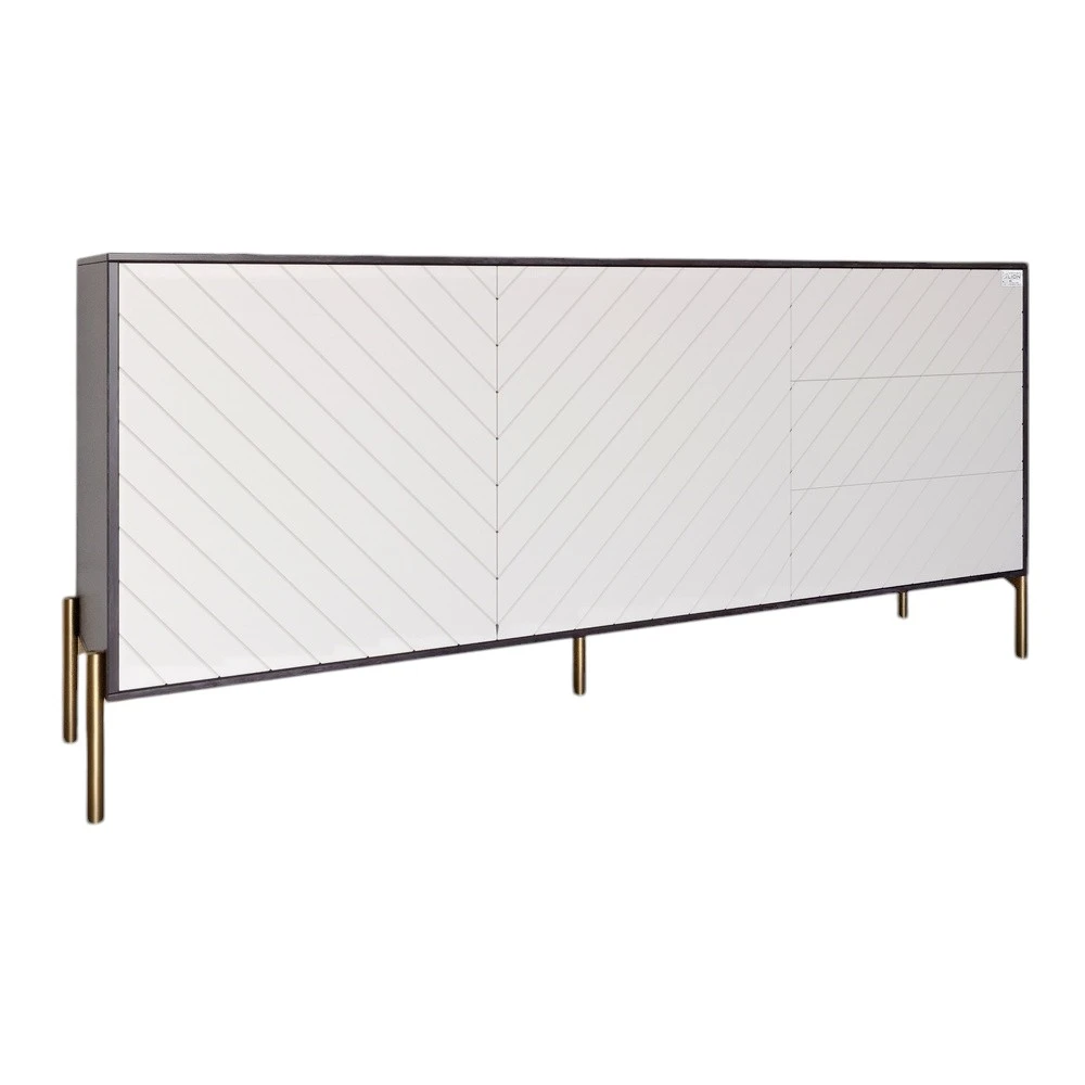 Комод з золотими металевими ніжками LION Амарант 168x40x76,5 см Бетон темний/Білий (LION-041960) - 2