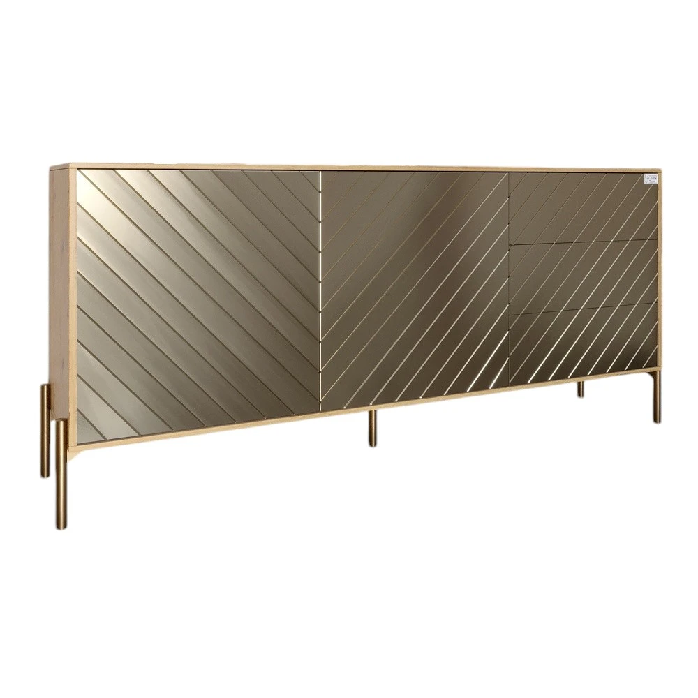 Комод з золотими металевими ніжками LION Амарант 168x40x76,5 см Дуб Артизан/Перламутровий металік (L - 2