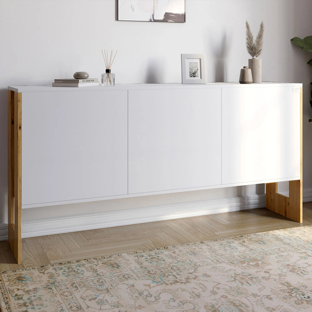 Комод-2 з 3 дверима LION Нобу 160х34х80 см Німфея Альба/Дуб Артизан (LION-042382)