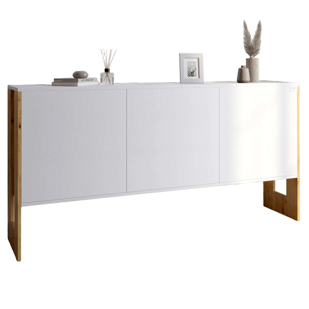 Комод-2 з 3 дверима LION Нобу 160х34х80 см Німфея Альба/Дуб Артизан (LION-042382) - 2