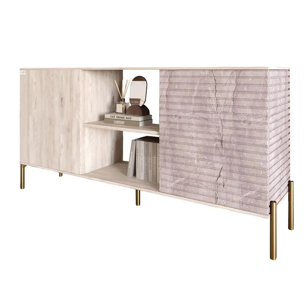 Комод відкритий на золотих металевих ніжках LION Грей Самоа димчастий/Камінь (LION-042801) - 2